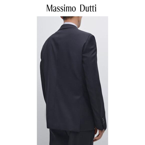 Massimo Dutti - PLAIN 100% WOOL SUIT BLAZER / 38R / Blue - Picture 3 of 9